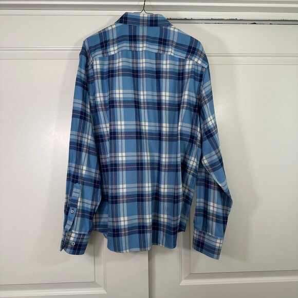Untuckit 100% Cotton Wrinkle Free Plaid Button Down Shirt Light Blue/Navy XL - Picture 2 of 9